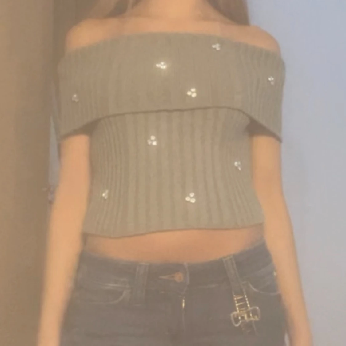 Kakhi offshoulder croppad stickad topp💋 - 1