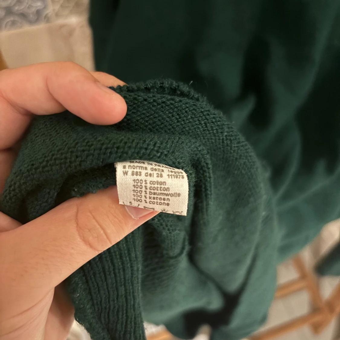 Mörkgrön stickad Lacoste tröja L - 4