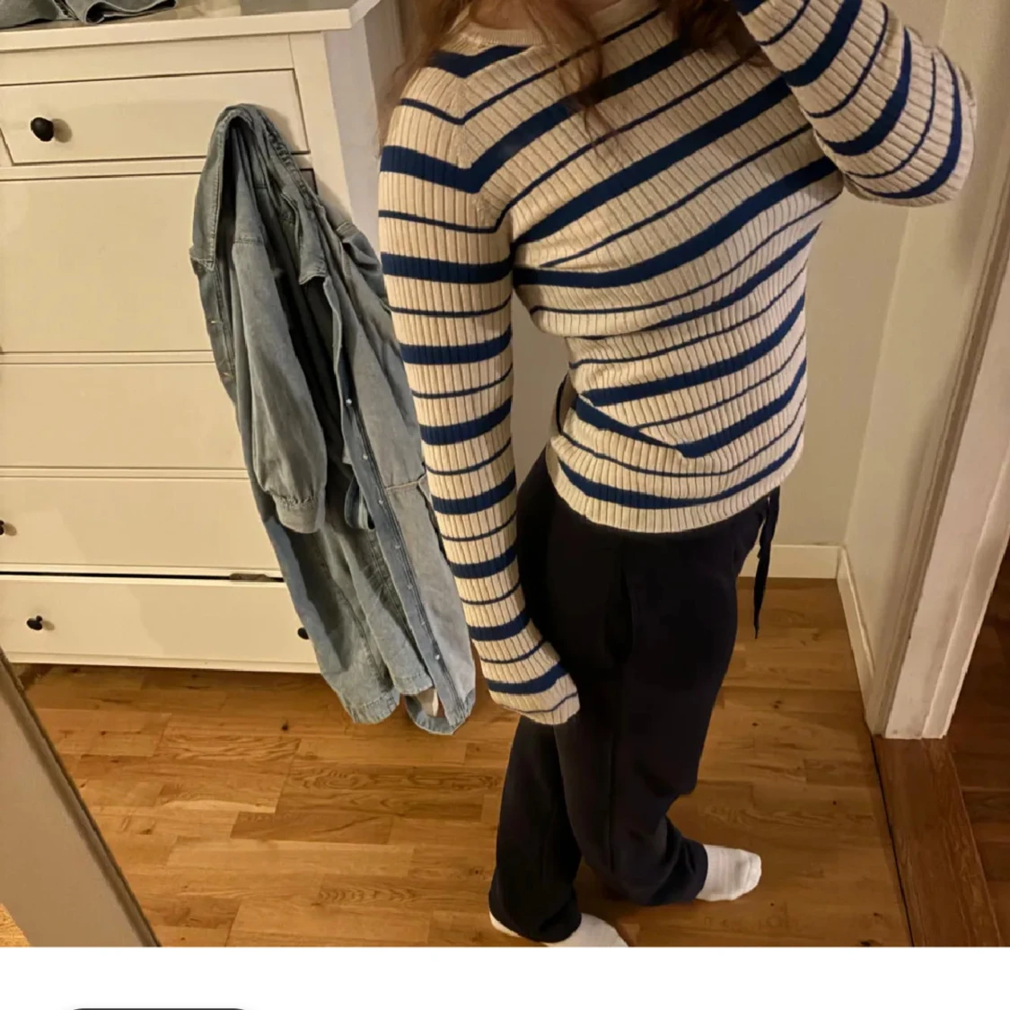 Randig ribbad långärmad tröja - 1