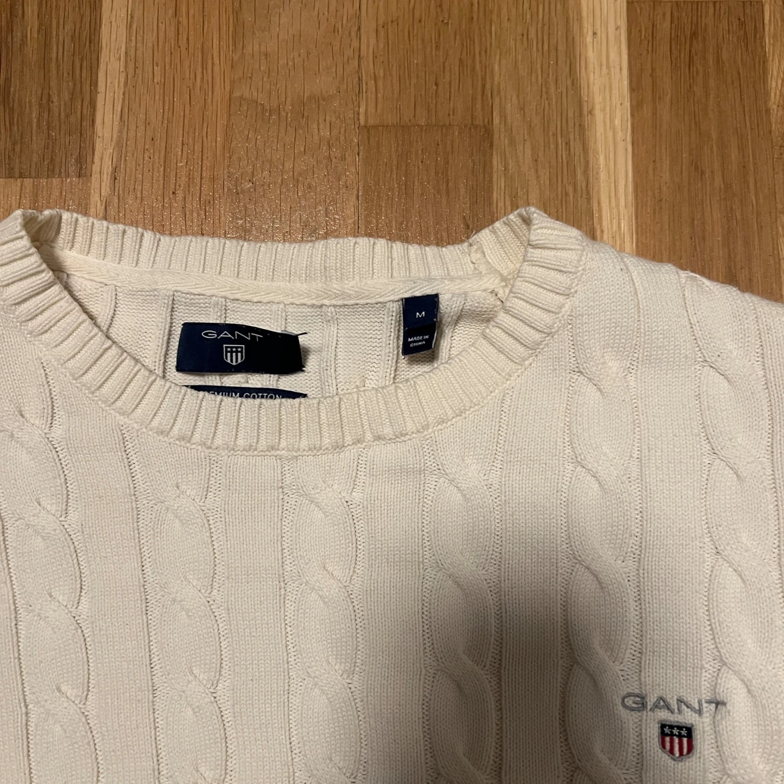 Vit kabelstickad tröja från GANT - 2