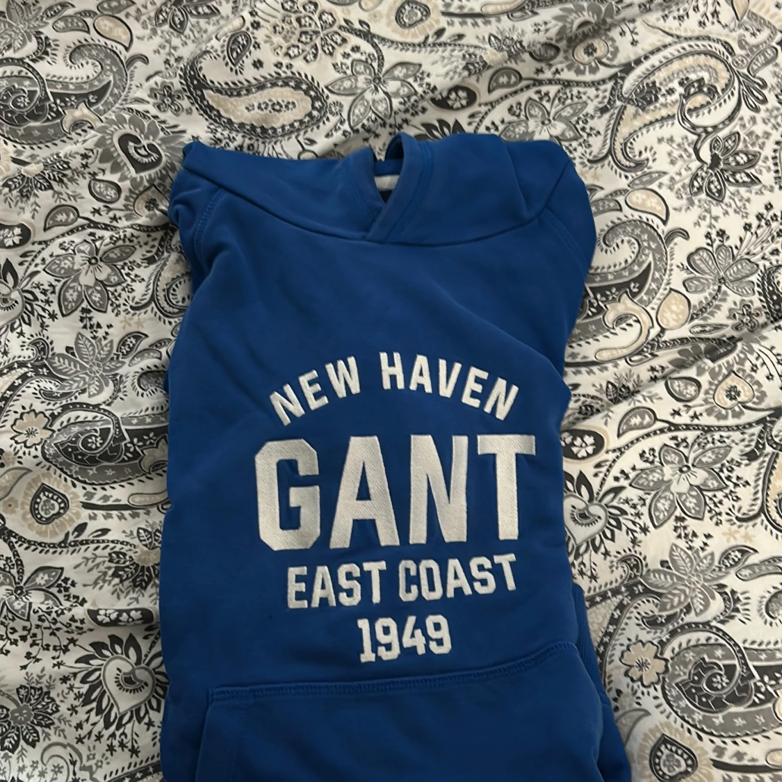 Blå hoodie från GANT med tryck