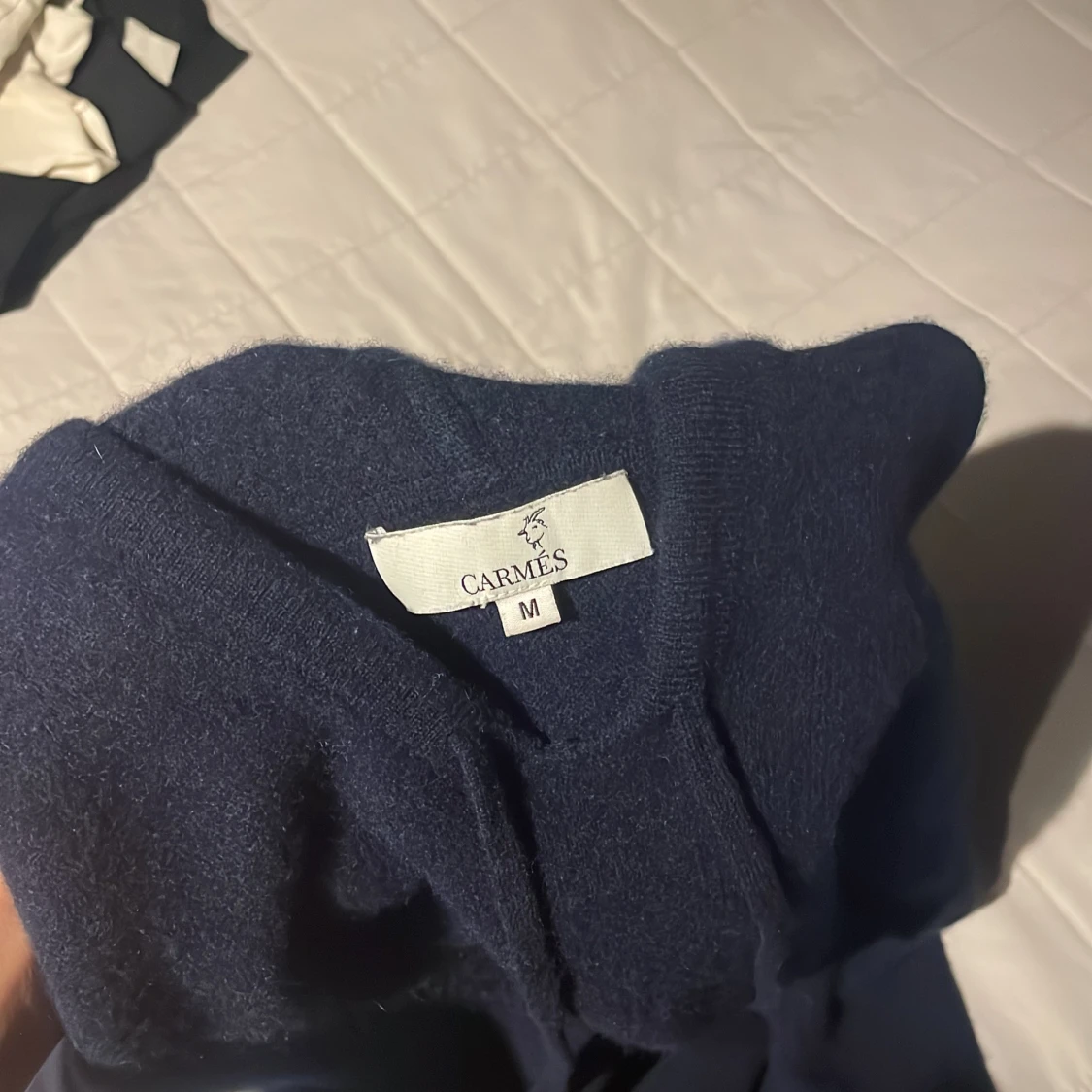 Blå stickad hoodie - 3