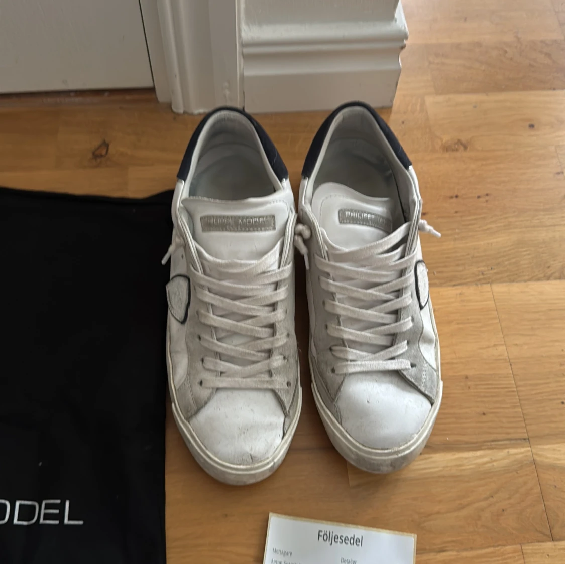 Philippe Model vita sneakers mocka blå - 1