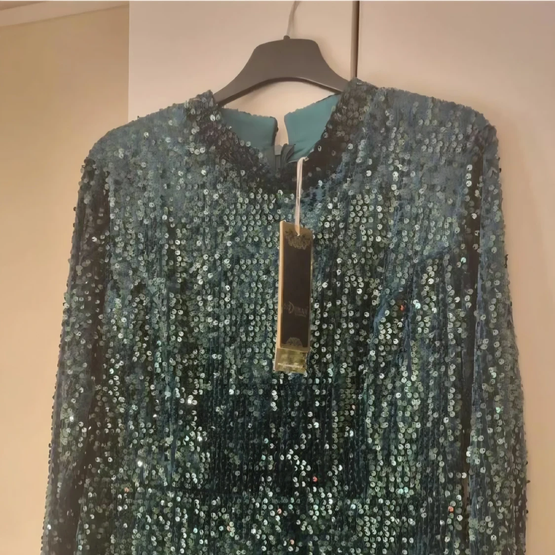 Mörkgrön glittrig långklänning Diva - 2