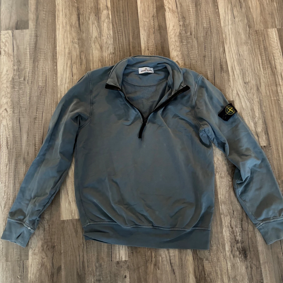 Blå half zip tröja Stone Island Junior