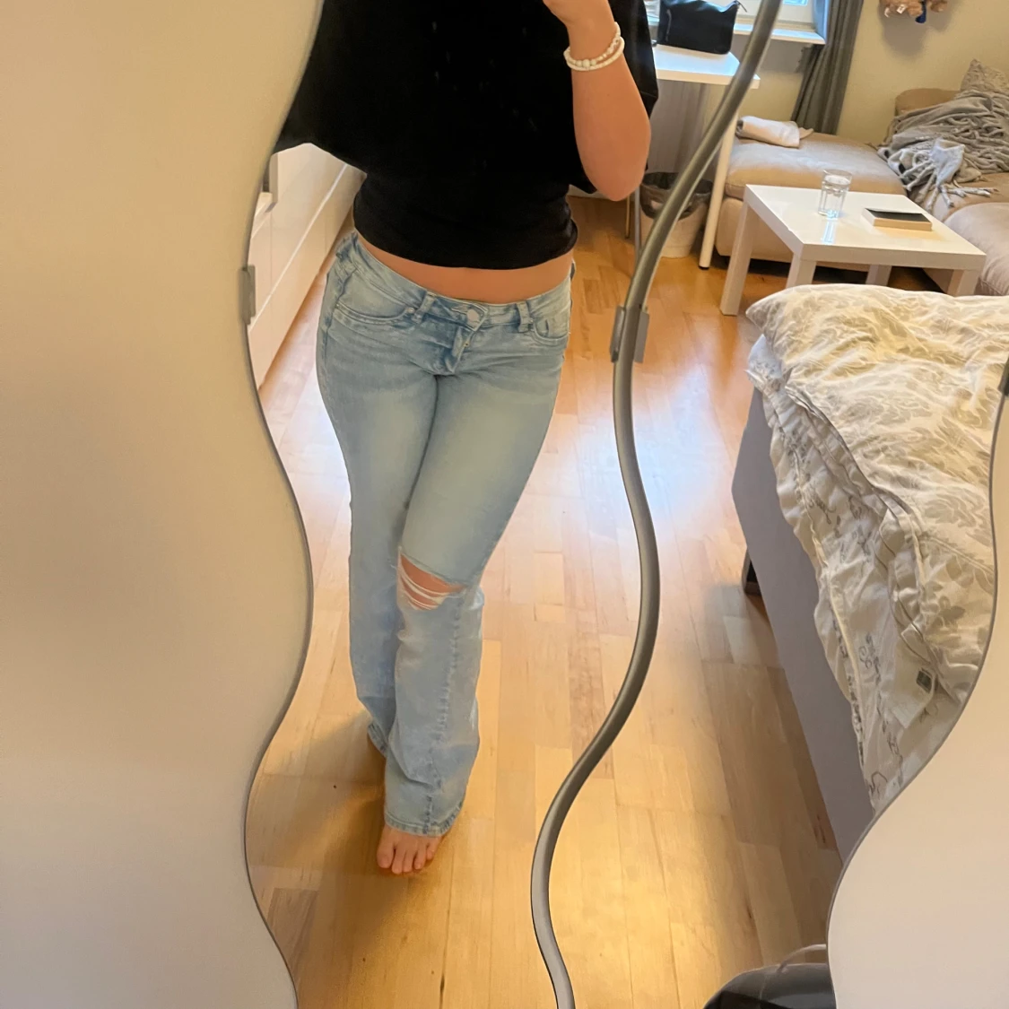 Ljusblå bootcut jeans  - 3