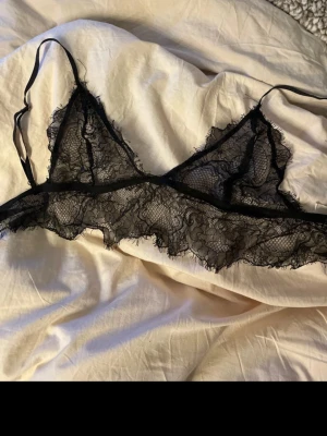 Svart spetsväst från For Love & Lemons - Säljer en svart, tunn och transparent spetsväst från For Love & Lemons. Västen har fina spetsdetaljer, justerbara axelband och en smidig hake i ryggen. Perfekt att styla över en topp eller som statement-plagg.