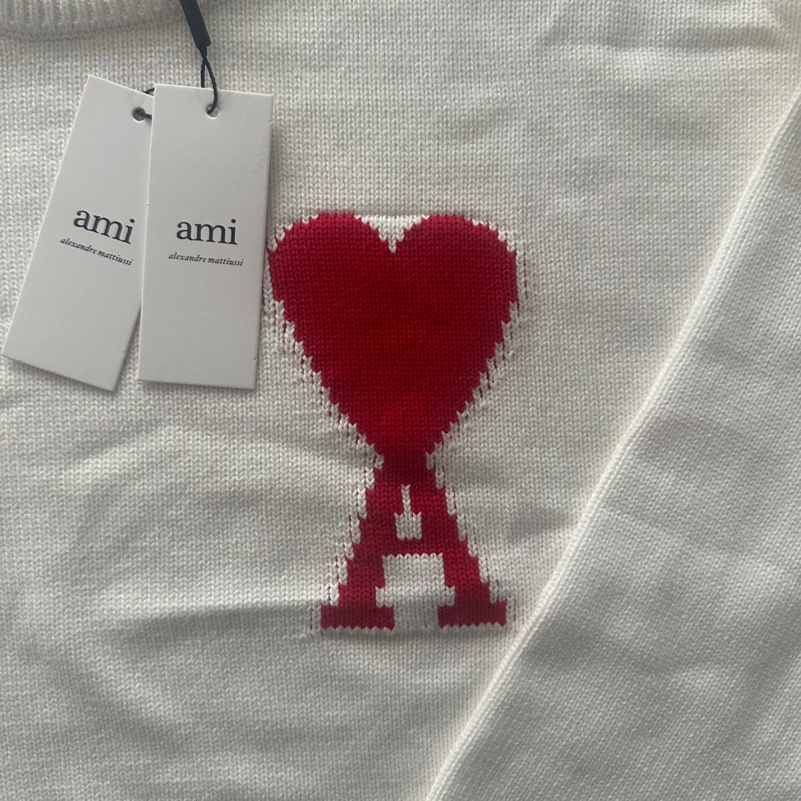 Vit stickad tröja Ami Paris S - 1