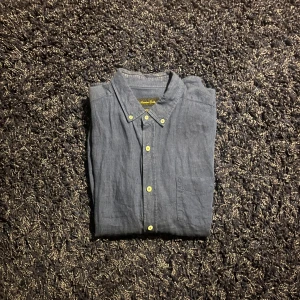 Blå linneskjorta från Massimo Dutti - Säljer en stilren blå skjorta från Massimo Dutti i 100% linne. Skjortan har klassisk krage, knappar framtill och en bröstficka. Perfekt för dig som gillar en avslappnad men ändå snygg look.