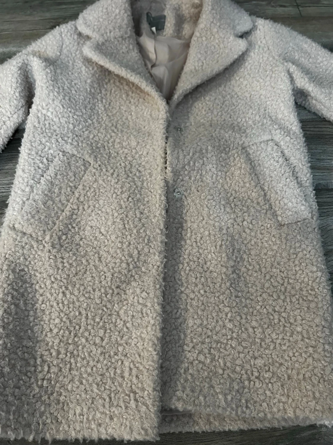 Beige teddyjacka med krage - 1