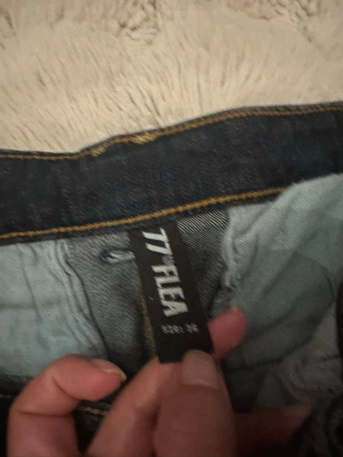 Mörkblå lågmidja  cargopants med fickor - 5