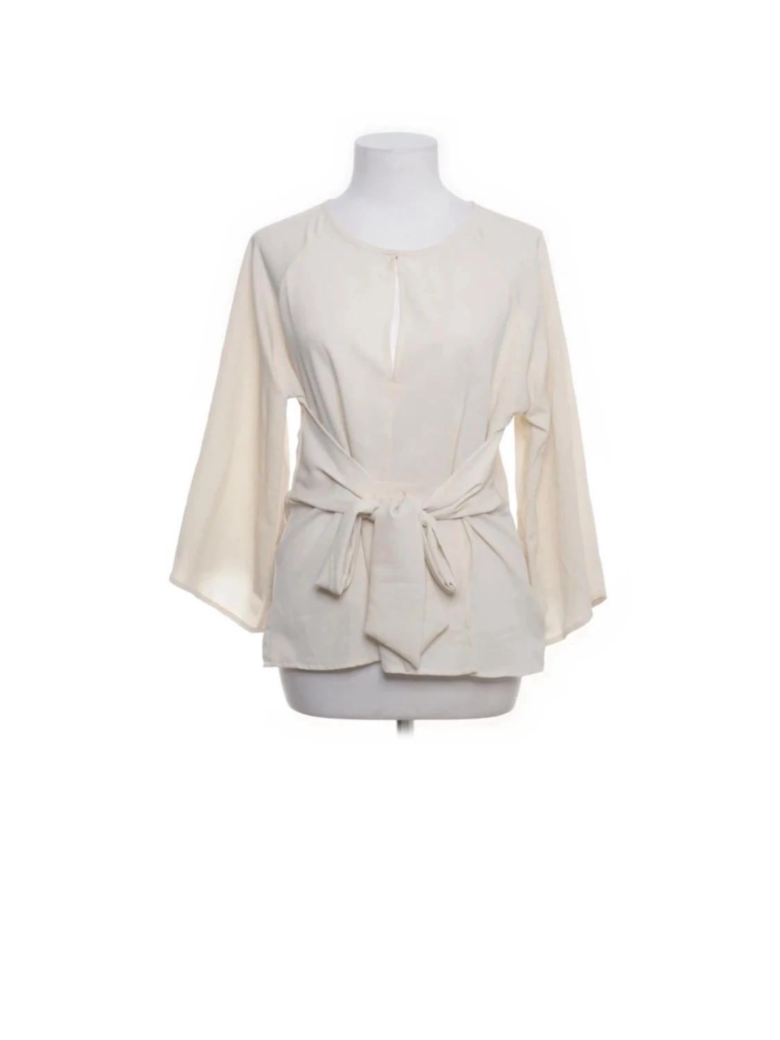 Beige blus med knytband i midjan - 1