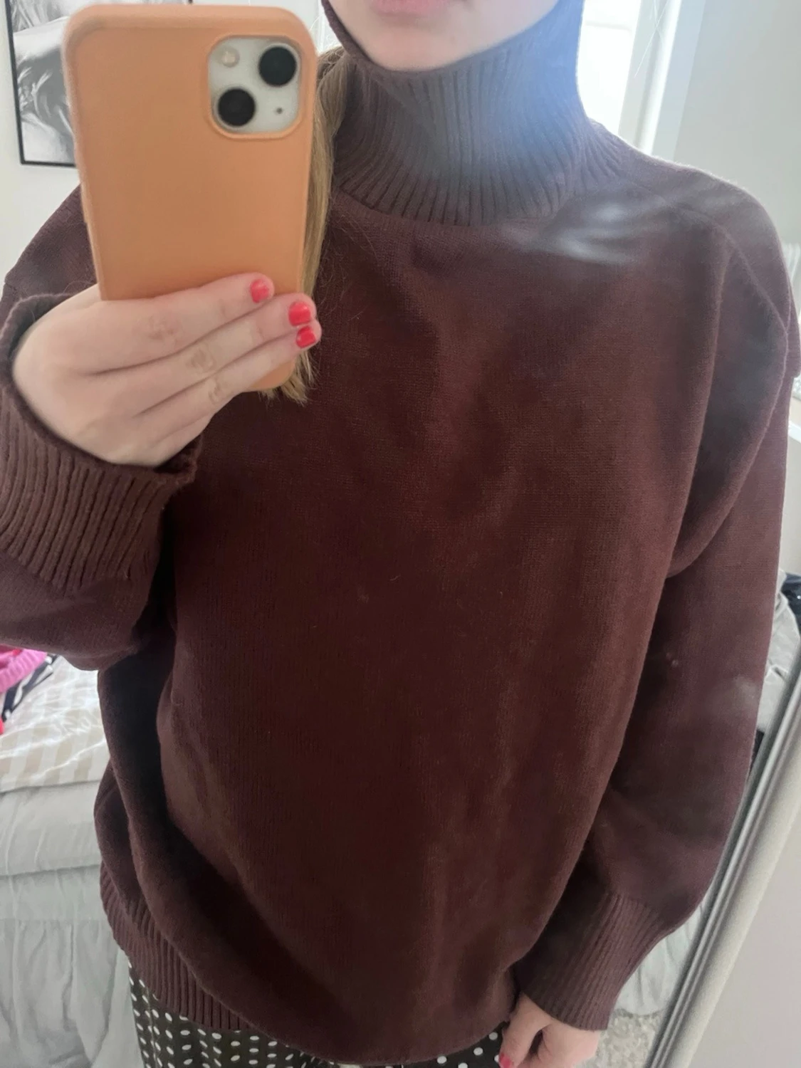 Brun polotröja med breda muddar - 1