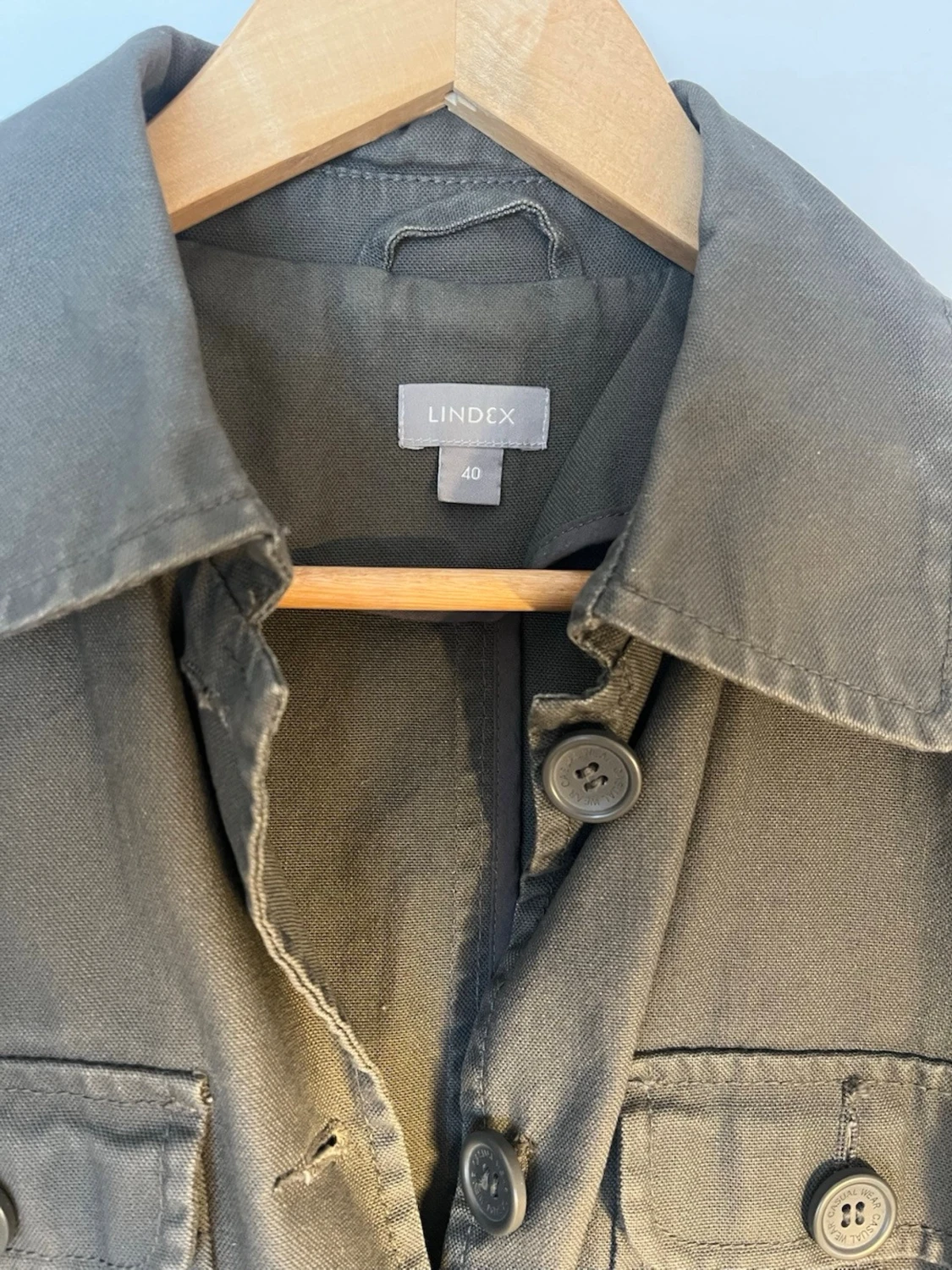 Olivgrön jeansjacka med fickor - 6