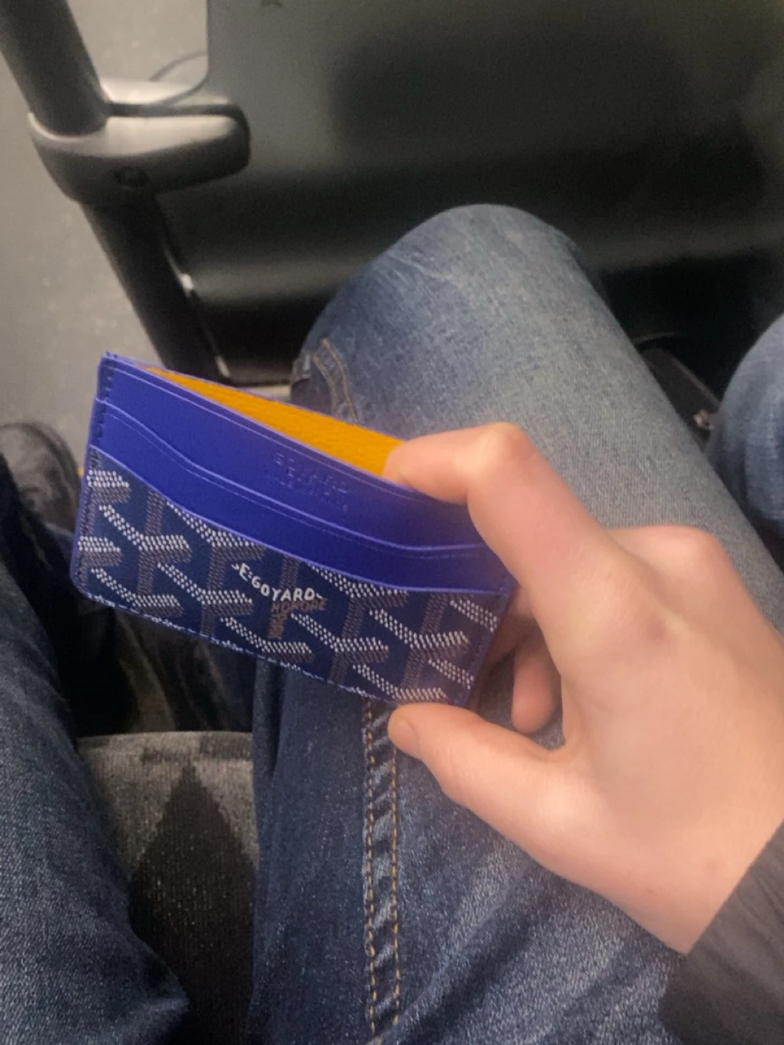 Blå korthållare med mönster - Gjord i läder och väldigt smidig - 3