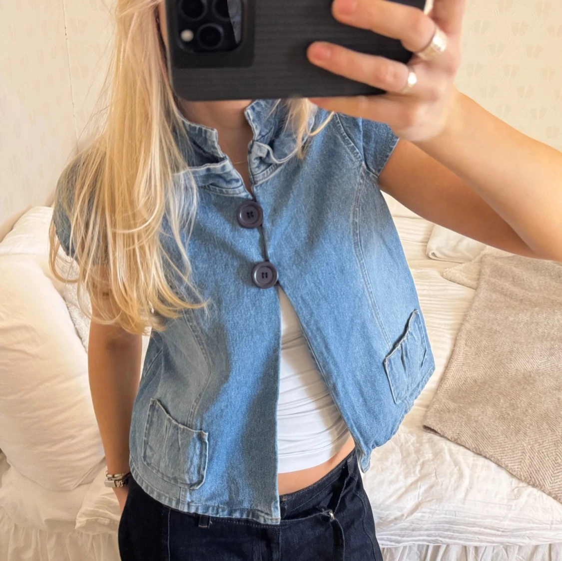 Kortärmad denim kofta / jacka - 91