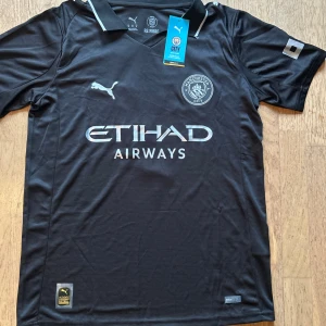 Manchester City svart matchtröja Puma marmoush - Snygg svart Manchester City fotbollströja från Puma med Marmoush och nummer 7 på ryggen. Tröjan har korta ärmar, V-ringning och silverfärgade detaljer som klubbmärke och sponsortryck. Tillverkad i lätt material med DryCell-teknologi för bästa komfort. Skriv privat för mer frågor.
