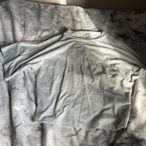 Ljusgrå topp från Lager 157 storlek S - En basic ljusgrå topp från lager  157 i storlek S. Toppen har fladdriga ärmar, rund halsringning och är gjord i mjuk bomull. Lätt att matcha med allt.