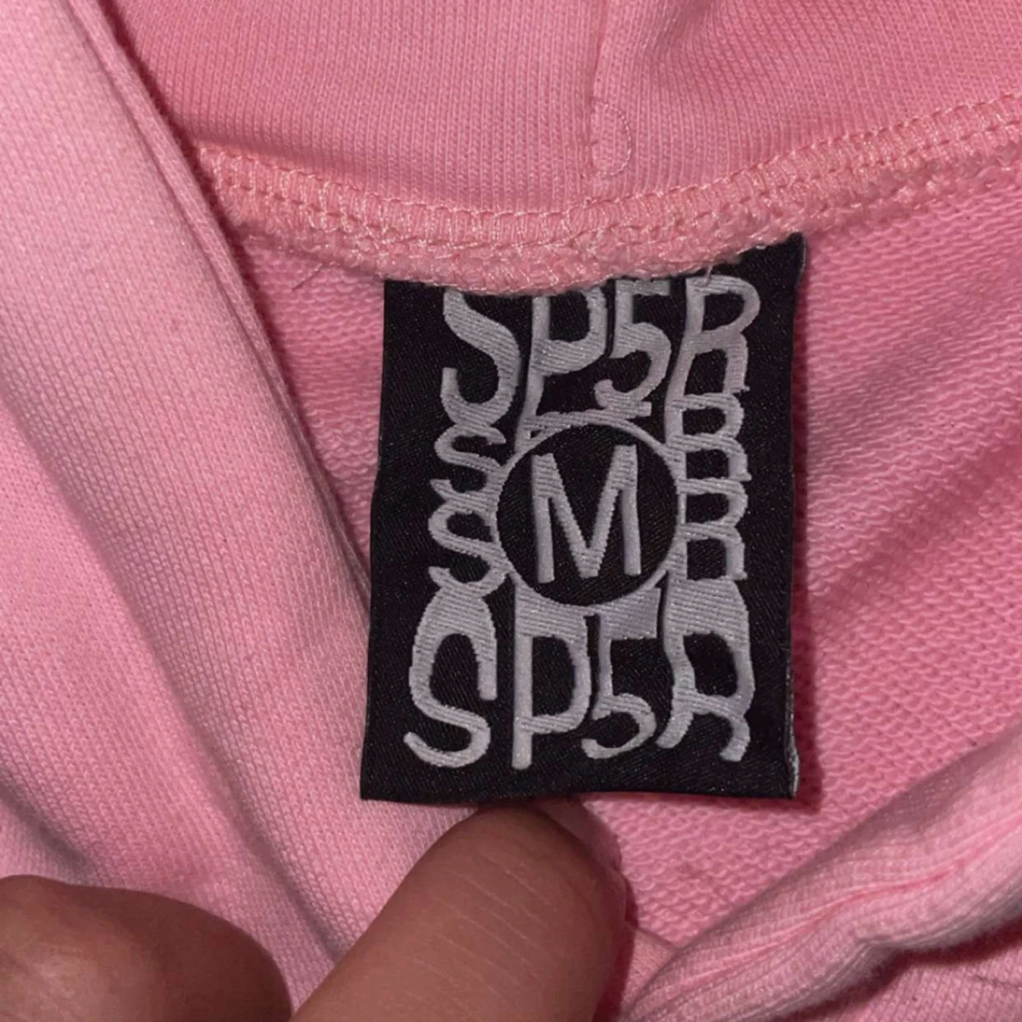 Rosa Sp5der hoodie med spindelnätsprint - 1