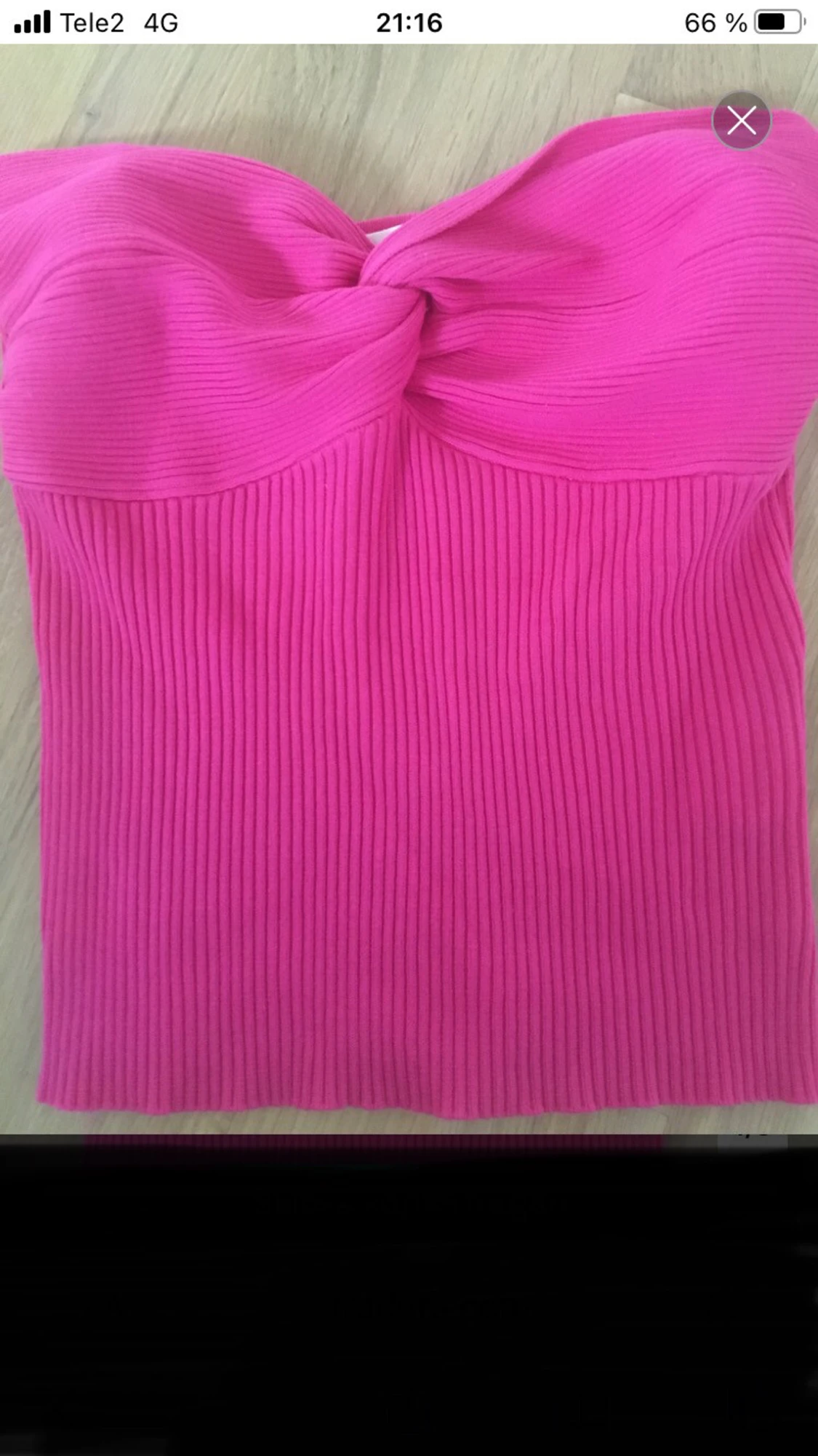 Ribbad rosa bandeau tubtopp - 1