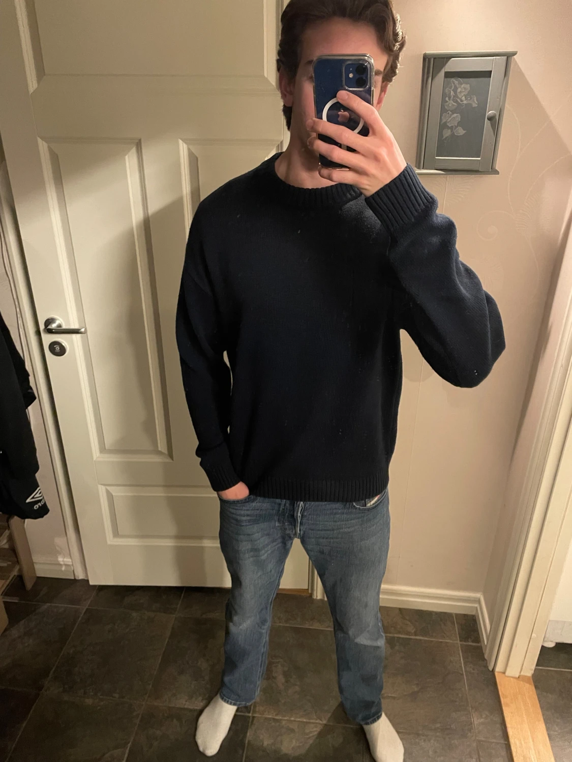 Mörkblå stickad tröja Jack & Jones