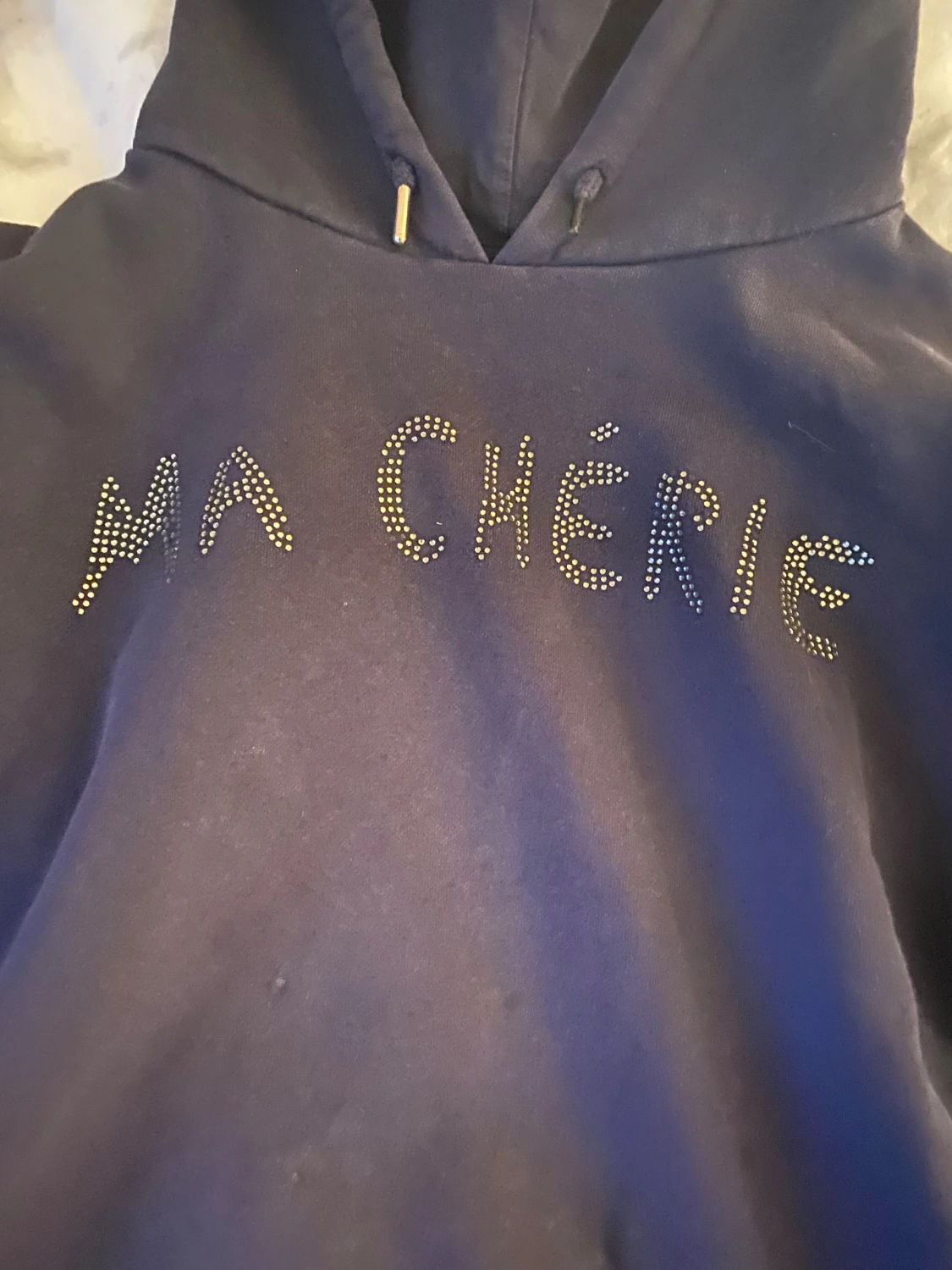 Mörkblå hoodie med strass Ma Chérie - 2