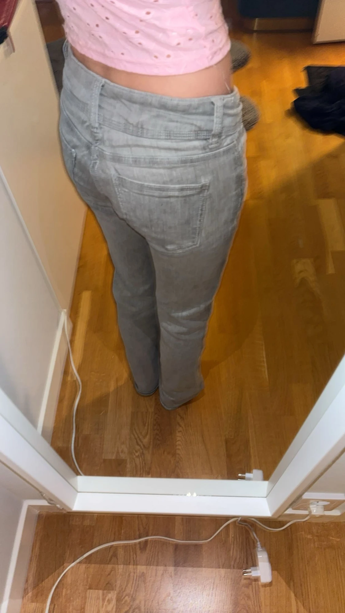 Grå low waist jeans  - 2