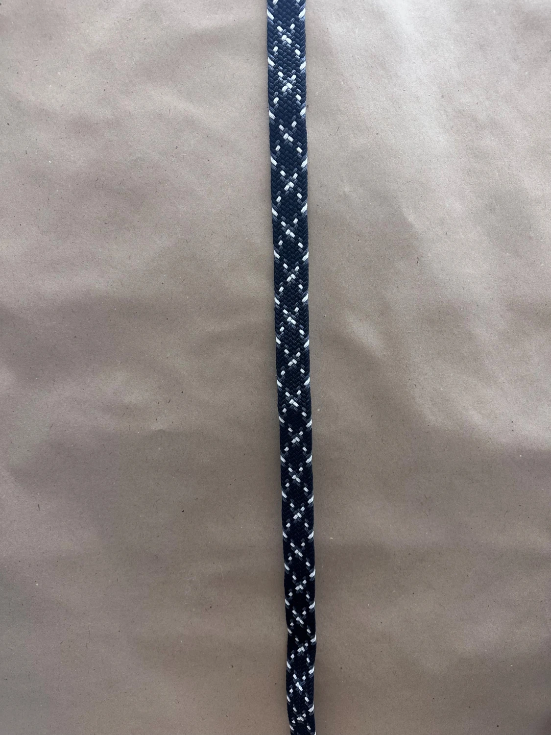 Svart och vit flätad bälte med brunt läder - 3