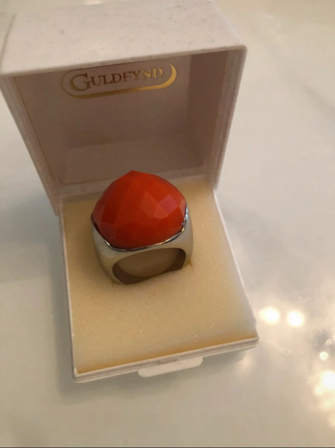 Statementring med orange sten - 2