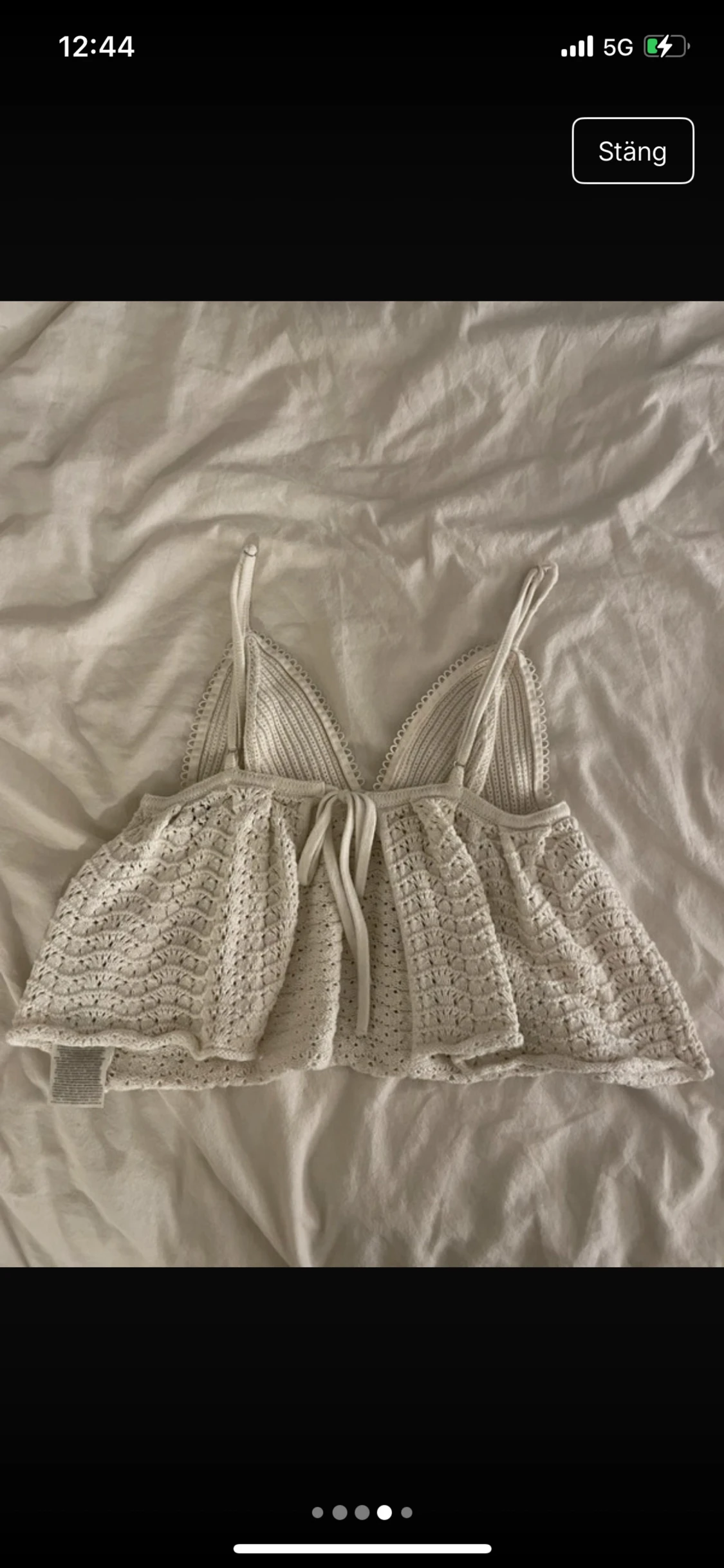 Vit virkad croppad linnetopp - 3