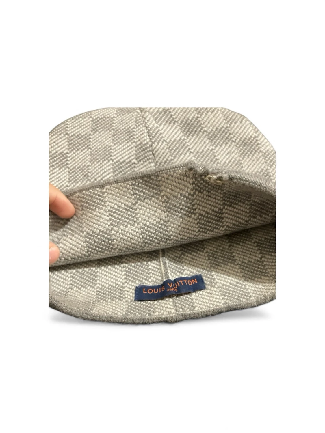 Rutig beige mössa f - 2