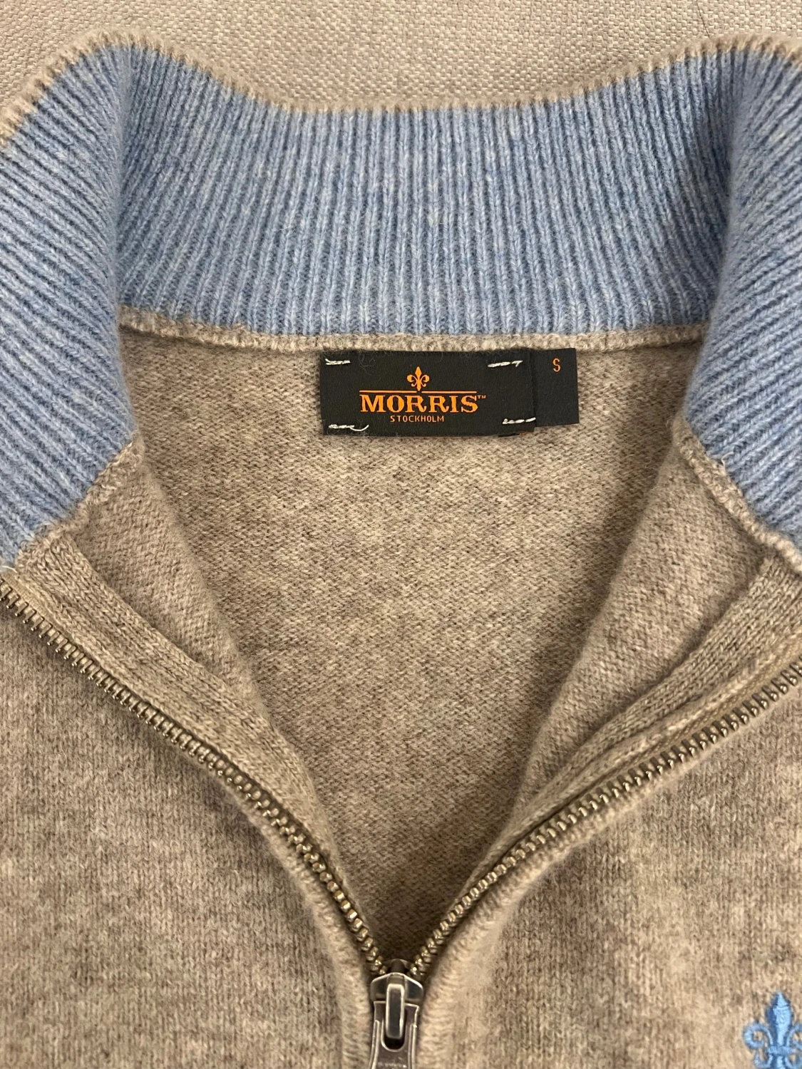 Grå stickad half zip-tröja Morris - 2