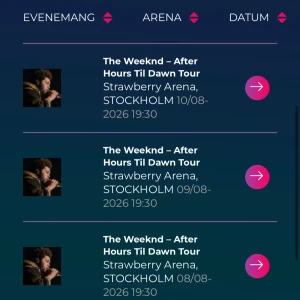 Konsertbiljetter  - The Weeknd – After Hours Til Dawn Tour biljetter. Två styckna, skriv för mer information 