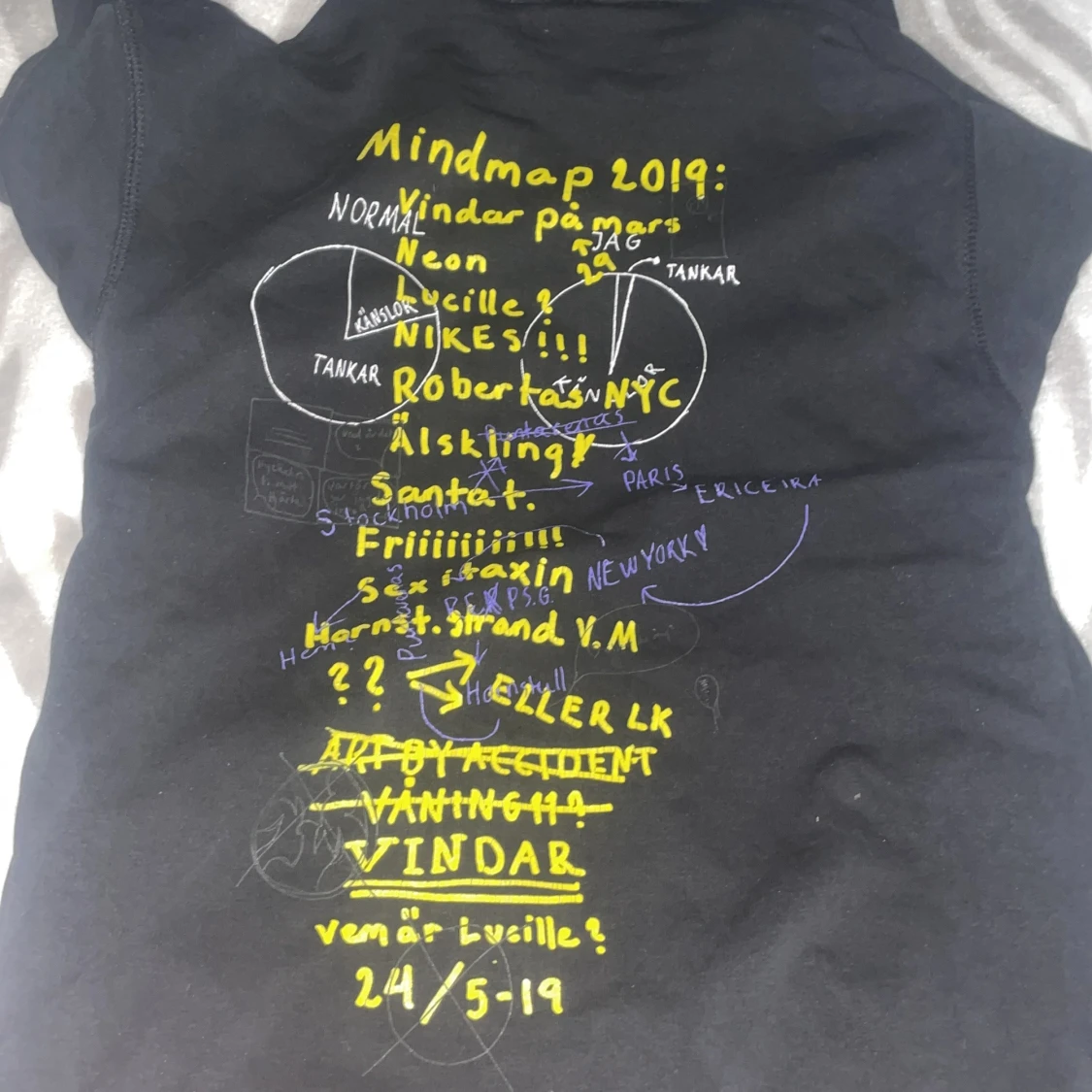 Svart hoodie med gul krona och text - 2