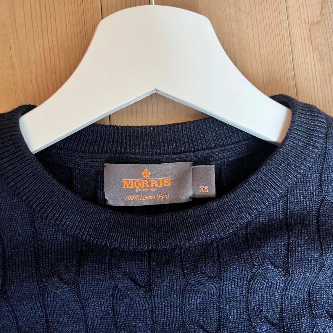 Mörkblå kabelstickad tröja Morris XS - 2