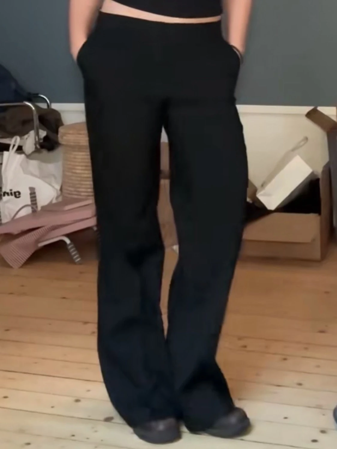 Svarta randiga kostymbyxor Zara - 1