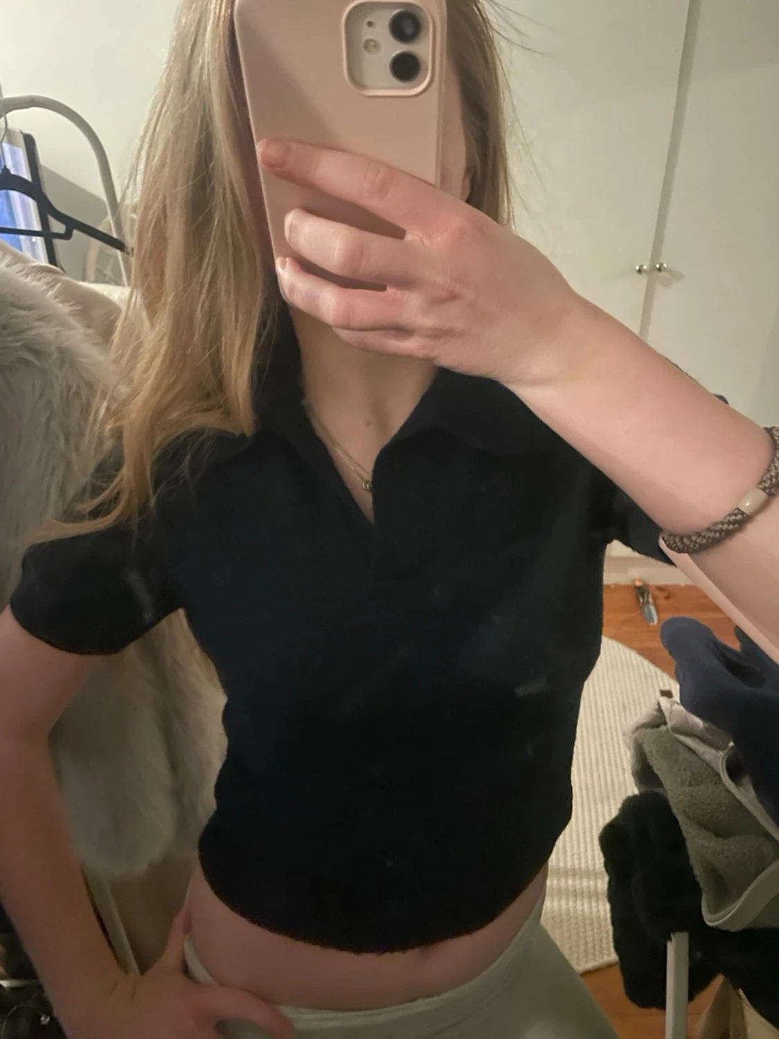 Svart croppad polotopp från H&M - 1