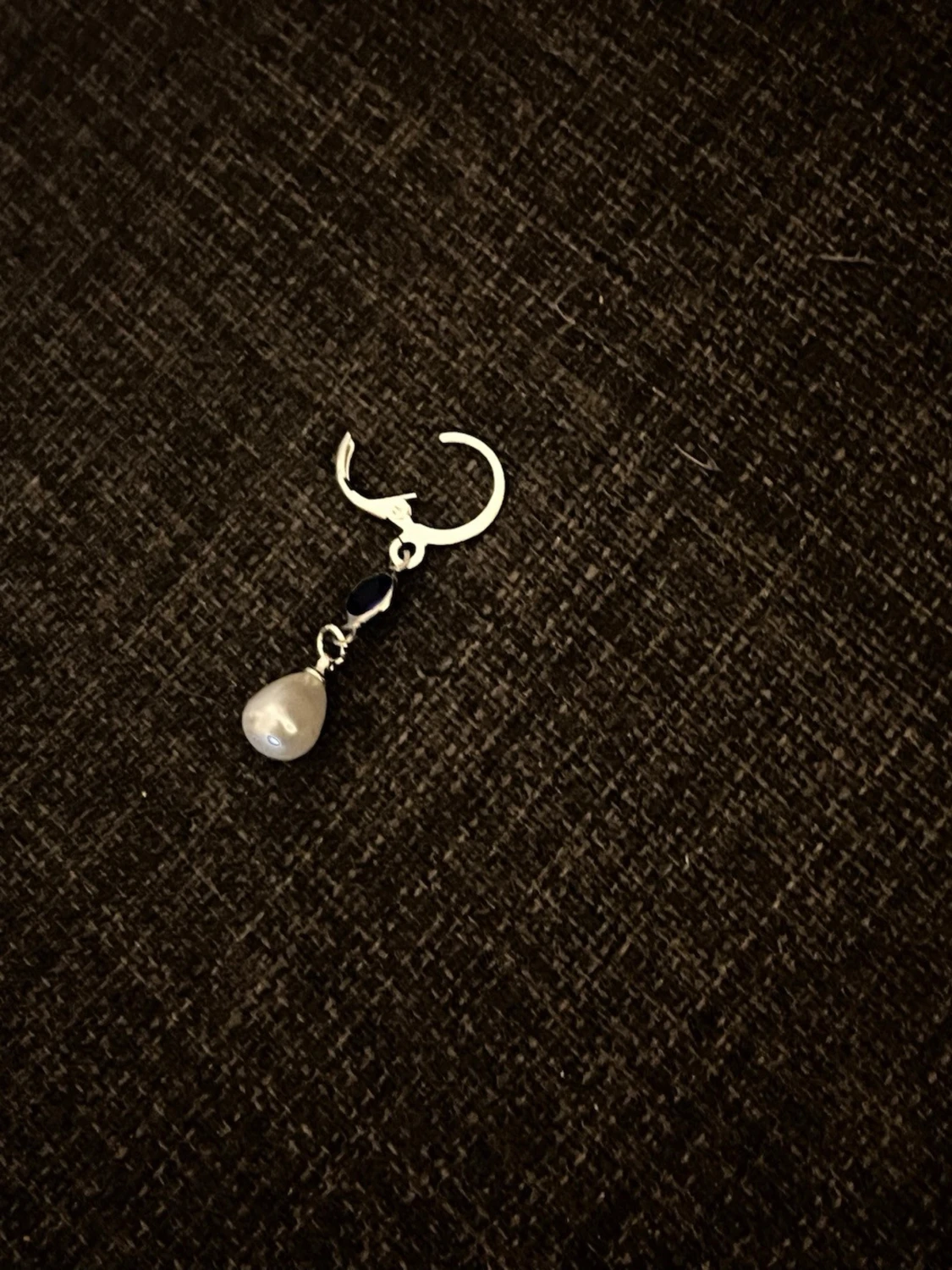 Blå och silver örhänge med pärla  - 1