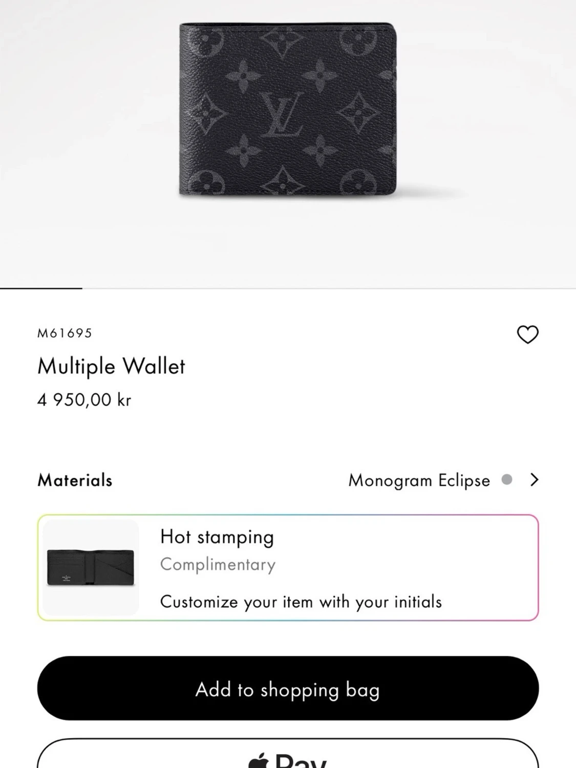 Stilren svart plånbok i monogrammönster - 5