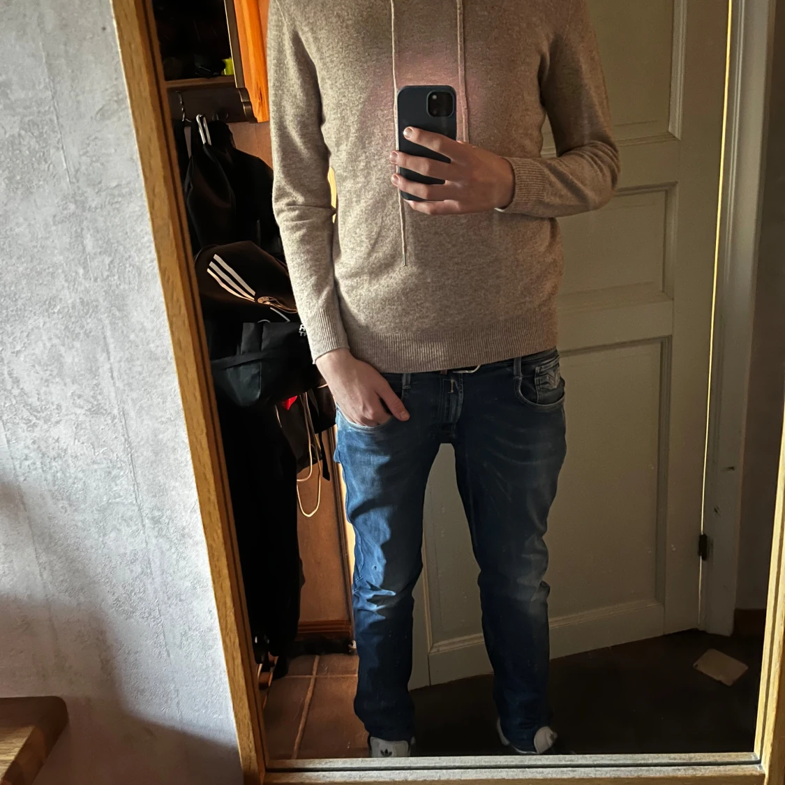 Brun-beige Kashmir hoodie - 1