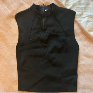 Svart ärmlös topp från Zara -  Fest topp från Zara med en inbyggd choker! I storlek S, och den har en dragkedja där bak! Skit snygg, men lite för liten för mig tyvärr.. skriv om ni har frågor🩷