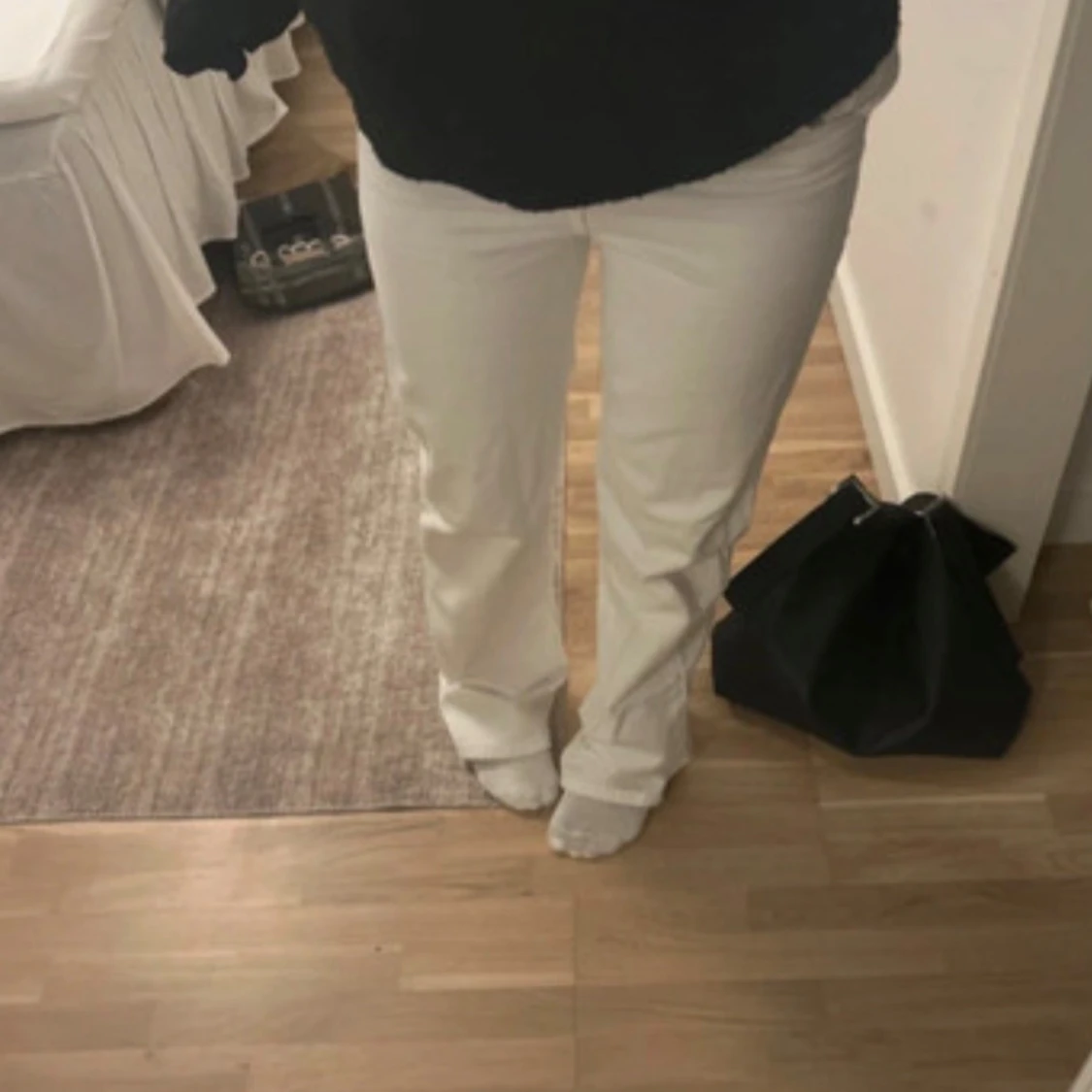 Vita raka byxor med bootcut - 3