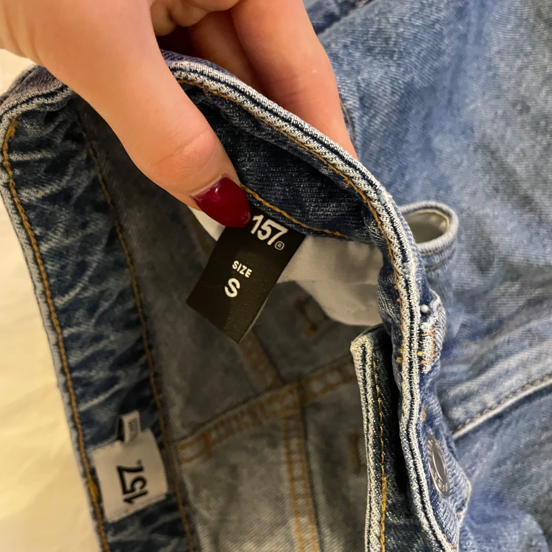 Blå ripped jeans från 157, storlek S - 3