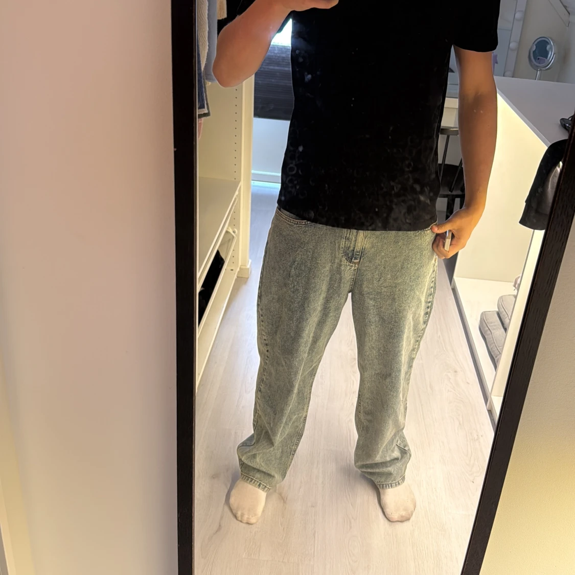 Baggy ljusblå jeans med loose fit