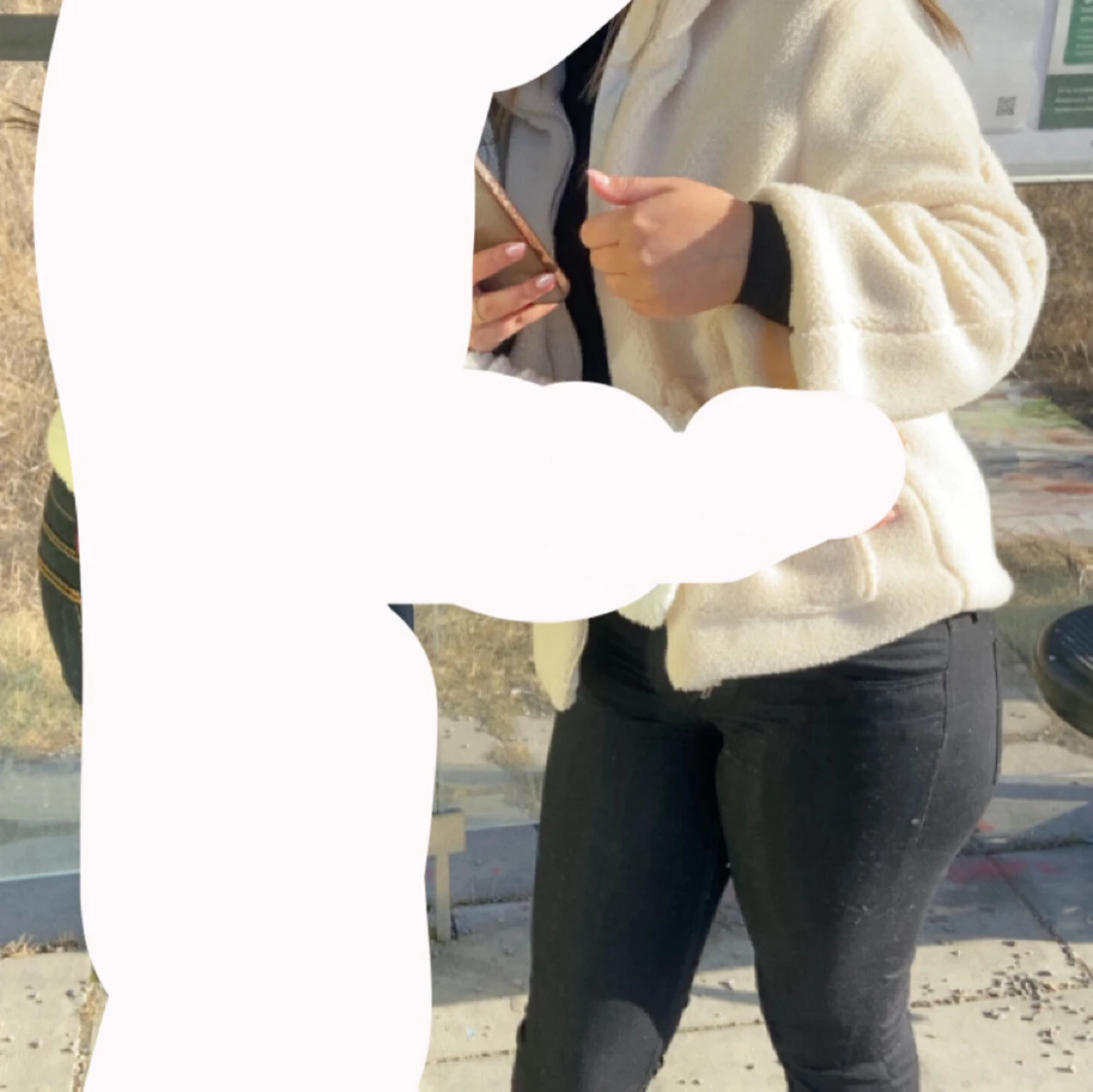 Beige teddyjacka med dragkedja - 1