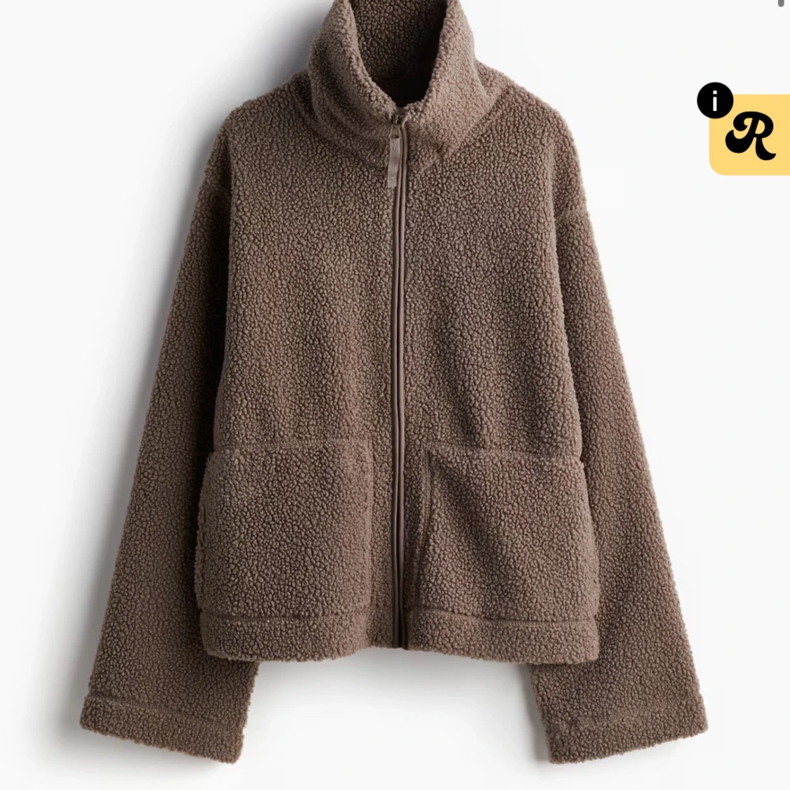 Brun teddyjacka med dragkedja