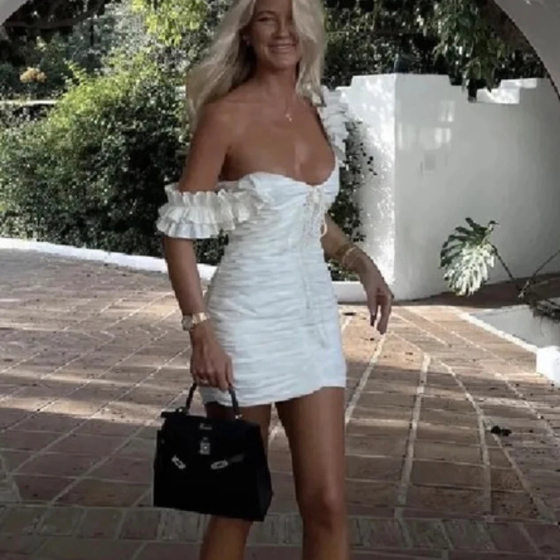 ZARA strl S vit klänning med volanger - 1