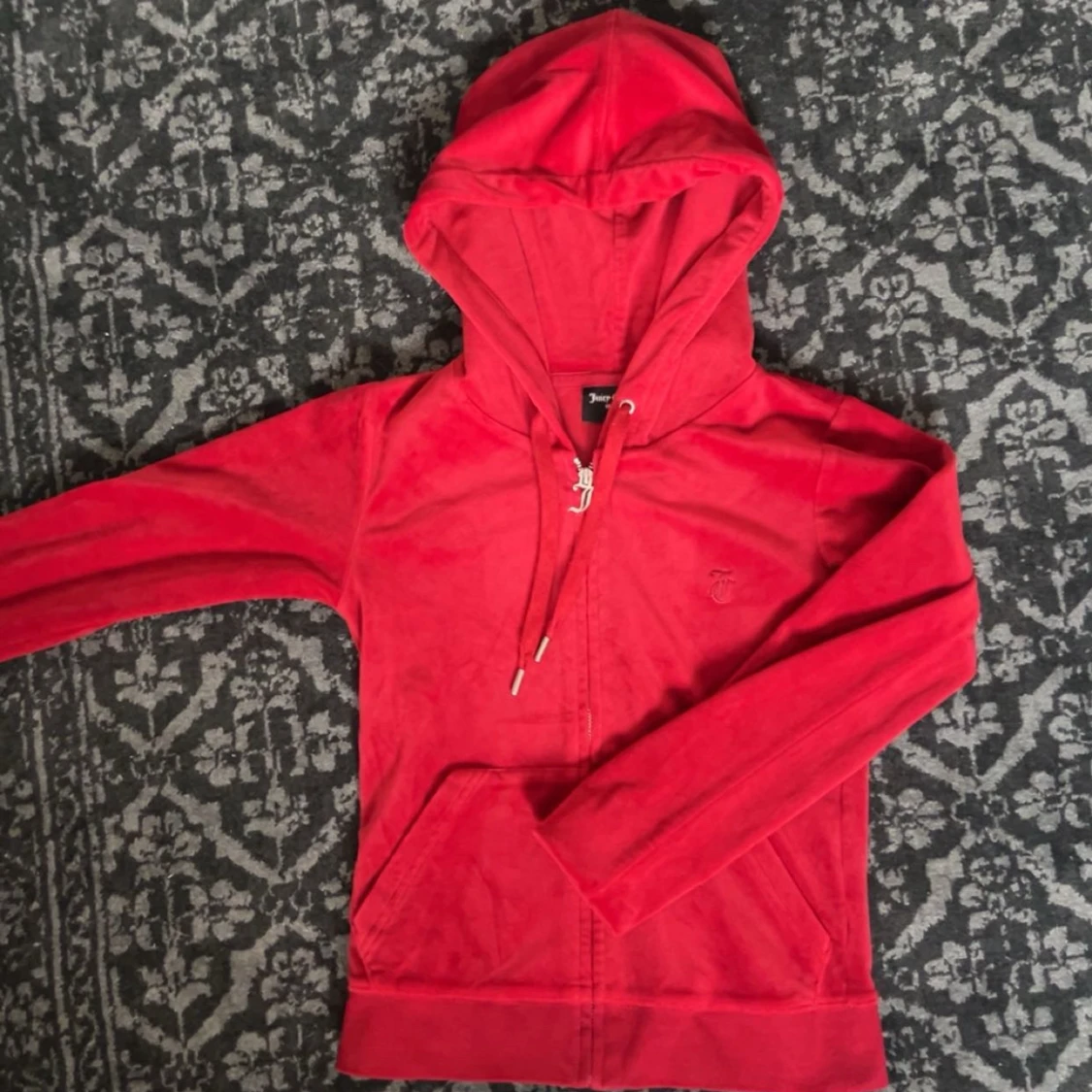 Juicy Couture röd velour hoodie - 1
