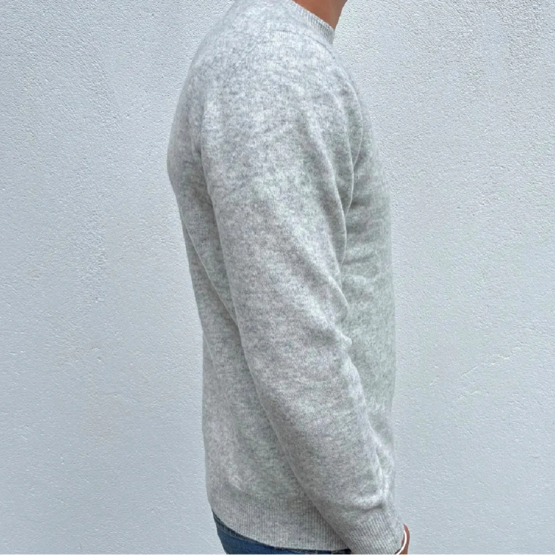Ljusgrå stickad tröja herr - 1