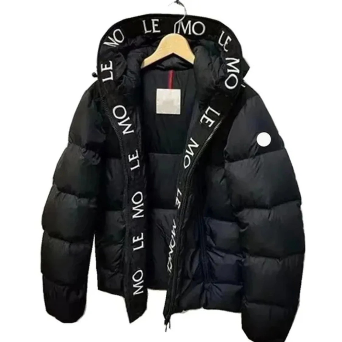 Svart Moncler pufferjacka med huva
